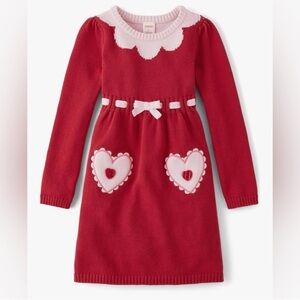Gymboree valentine scalloped collar Red and Pink Heart sweater Dress